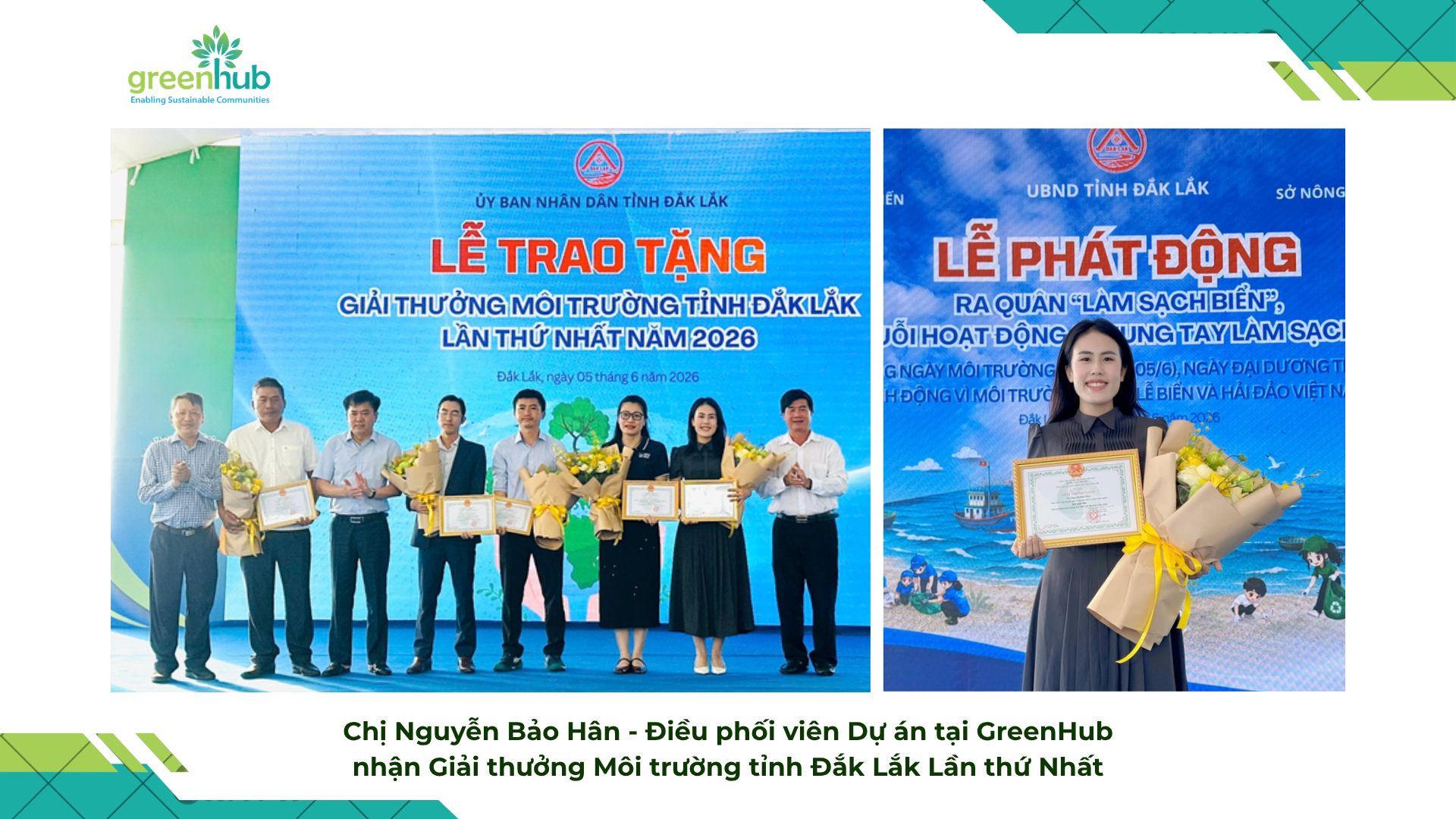 ĐIỀU PHỐI VIÊN DỰ ÁN GREENHUB VINH DỰ NHẬN “GIẢI THƯỞNG MÔI TRƯỜNG TỈNH ĐẮK LẮK LẦN THỨ NHẤT”