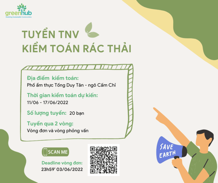 Tuyển Tình nguyện viên tại Hà Nội kiểm toán rác thải phố ẩm thực