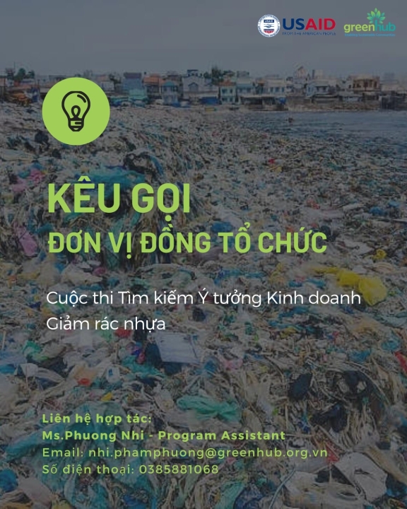 Kêu gọi Đơn vị đồng tổ chức cuộc thi Tìm kiếm Ý tưởng Kinh doanh Giảm rác nhựa