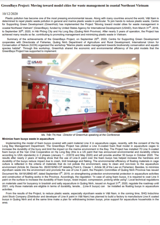 Dự án GreenBays: Hướng tới mô hình thành phố mẫu về quản lý rác thải ở vùng ven biển Đông Bắc Việt Nam